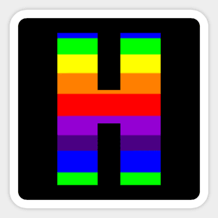 The Letter H in Rainbow Stripes Sticker